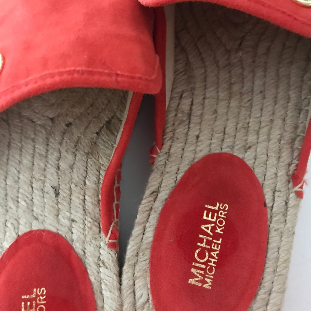 NWOT Michael Kors Red/Orange Suede Mules - 10M